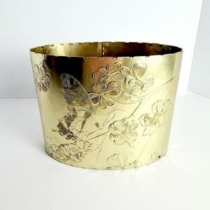 Vintage Arthur Armour gold Anodized Aluminum BUTTERFLY/DOGWOOD WASTEBASKET Vase